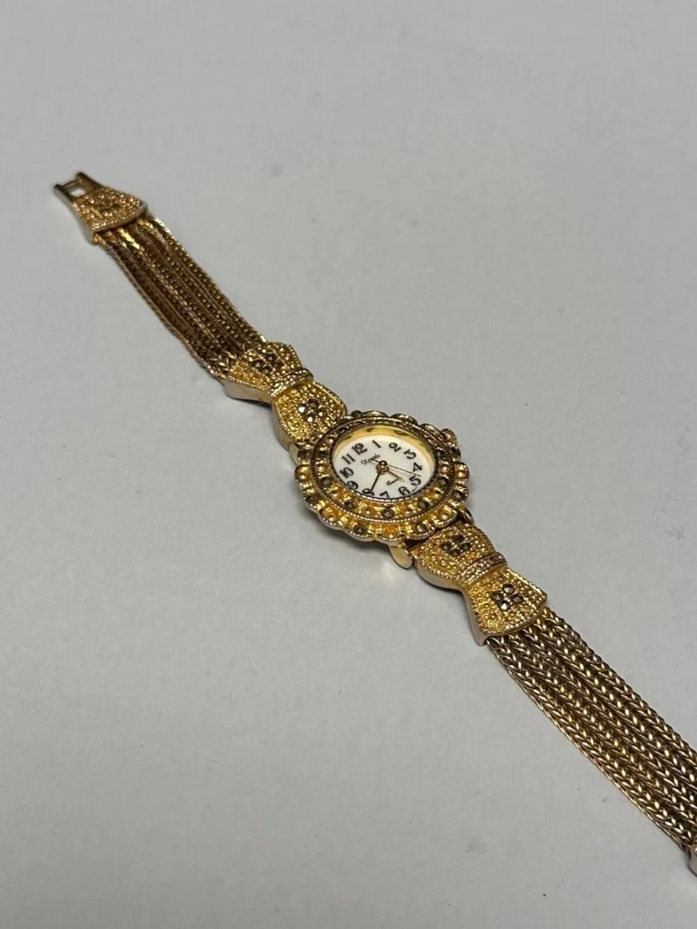 Xanadu Watch Women Gold Tone Multi Chain Band Marcasite Accents New Battery